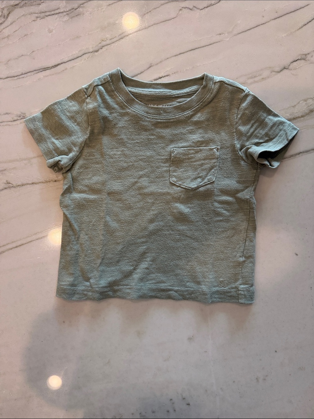 Janie & Jack Slub Knit Green Pocket Tee